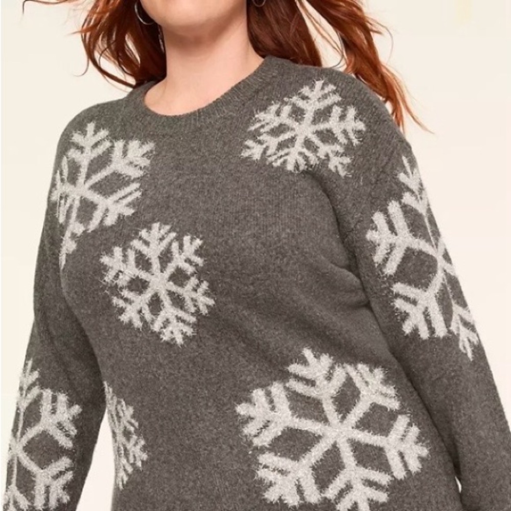 Lane Bryant Gray Snowflake Sweater